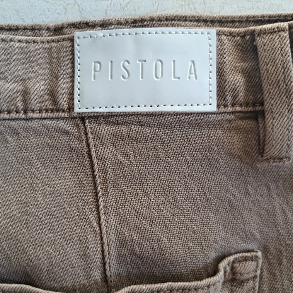 Pistola Kyra High Rise Cropped Barrel Leg Jeans Sz 31 Tannin Brown Bowed - Picture 11 of 12